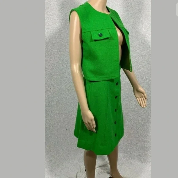 Vintage 1950's Women's Green Tweed Skirt Suit - Picture 2 of 6